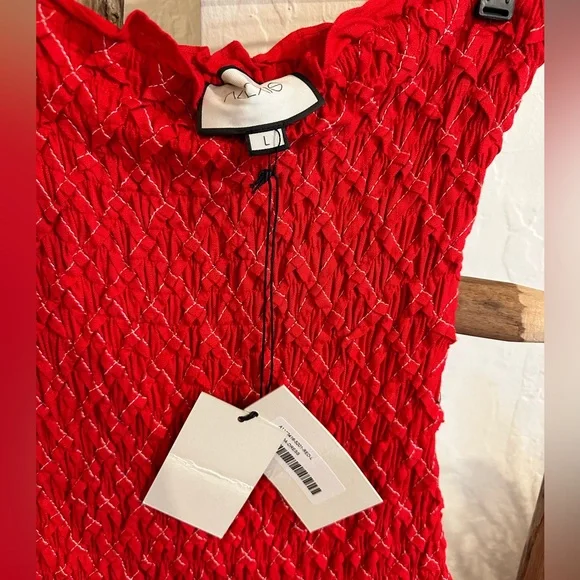 Alexis Revada Dress in Red Geometric Embroidery Size Large NWT - Picture 9 of 11